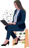 secretary sitting computer secretary sitting computer vector