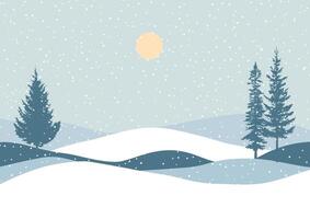 Winter snowy landscape design with falling snow vector