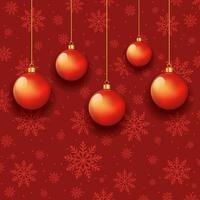 Christmas snowflake background with hanging baubles vector