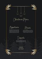 Elegant Christmas menu background design in gold and black vector