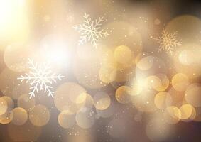 Christmas background with snowflakes and bokeh lights design vector