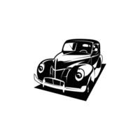 Greased lightning car monochrome illustration design. isolated white background front view. best for logo, badge, emblem, icon, sticker design. available in eps 10 vector