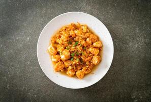 stir-fried shrimps with garlic and shrimps paste photo