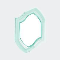 a stylized mirror with an abstract, irregular shape. The frame is painted in a soft mint green color, with a slightly textured appearance that gives it a hand-painted look. vector