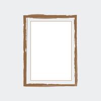 a rectangular picture frame with a rustic design. The outer border is a warm brown color, resembling wood with a textured, hand-painted effect that adds a natural, organic feel. vector