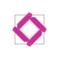 an abstract design with a central diamond shape formed by two overlapping brushstroke elements in a vibrant pink color. vector