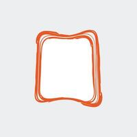 a simple, hand-drawn rectangular frame with rounded edges. The frame is outlined in a vibrant orange color, giving it a playful and artistic appearance. vector