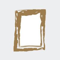 a rectangular frame with a rustic, hand-drawn appearance. The frame is colored in a warm, muted gold tone, with a textured, brushstroke effect that gives it a slightly uneven and organic look. vector