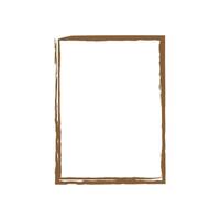 a rectangular frame with a rustic, hand-drawn appearance. The frame is outlined in a warm brown color, characterized by uneven, textured edges that give it an organic feel. vector