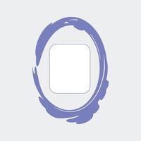 an oval frame with a soft, artistic design. The outer edge of the frame is painted in a light lavender color, with a brushstroke effect that gives it a fluid and dynamic appearance. vector