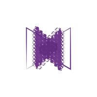an abstract design characterized by a bold, purple shape that resembles an M or a butterfly. vector