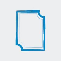 a rectangular picture frame with a bold blue color. The frame has a slightly irregular, artistic design, characterized by a textured, brushstroke effect. vector