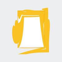 a rectangular frame with a vibrant yellow color. The frame has a dynamic, brushstroke style, giving it a lively. vector