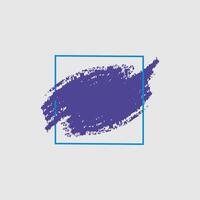 a rectangular frame outlined in a bright blue color. Inside the frame, there is a bold, textured brushstroke in a deep purple hue. vector