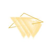 an abstract design with a layered, triangular shape in a soft yellow hue. The triangles appear to be slightly translucent, creating a gentle, watercolor effect. vector