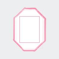 a rectangular frame with an octagonal shape, outlined in a soft pink color. vector