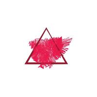 a triangular design with a bold, artistic flair. The outer triangle is outlined in a dark red color, creating a strong geometric shape. vector