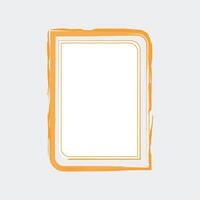 a stylized representation of a book or a page. It has a white background with a rounded rectangular shape, outlined in orange. vector