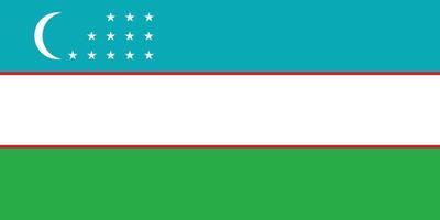 Flag of Uzbekistan rectangle icon. An illustration of the Uzbekistan flag. A rectangular flag. Standard size flag icon. vector