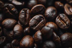 Detailed View of Coffee Beans Heap with Various Types and Origins photo
