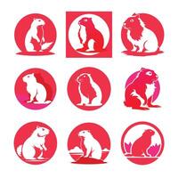 Set of Groundhog Shadow Logo vector