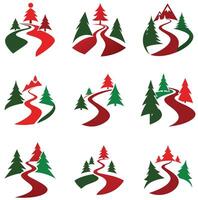 Set of December Snowy Winter Path vector