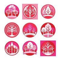 Minimalist Set of February Frosted Trees Logo vector