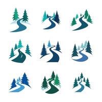 Dynamic Set of Snowy Forest Path vector