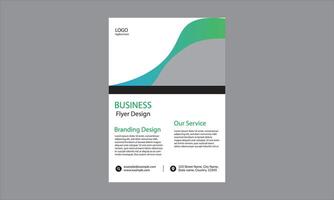 This business flyer design features a modern and sleek look with a green and gray color scheme. vector