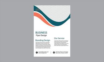 This flyer design template has a fresh, professional look with a blue and orange wave pattern at the top. vector