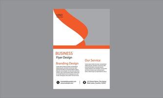 The design is a business flyer design with a modern, clean layout in orange, gray, and white. vector