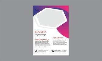 The design is a business flyer design template with a modern and colorful layout in purple, pink, and white. vector