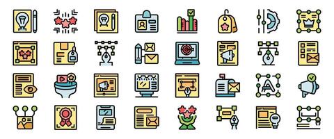 Content creating process with different types of digital content shown by colorful icons vector