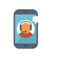 Customer service agent talking on smartphone app with speech bubble icon vector
