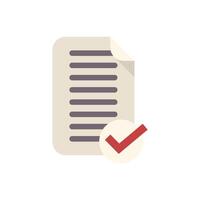 Document with check mark icon showing validation vector