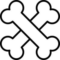 A black and white drawing of a cross bone vector