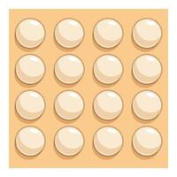 Blister pack of round pills lying on orange background vector