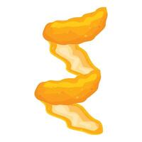 Orange peel hanging in mid air creating abstract shape vector