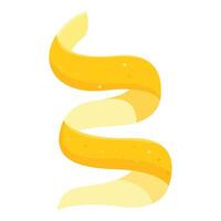 Long lemon zest curl spiraling down on a white background vector