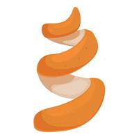 Orange peel spiraling through the air creating abstract shape vector