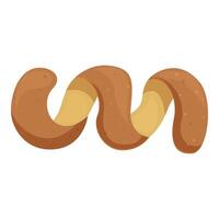 Twisted breadstick with filling lying on white background vector