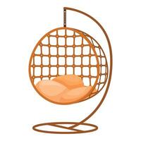 Rattan hanging chair swinging on white background vector
