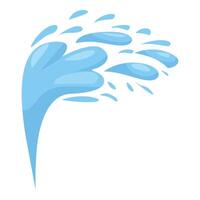Blue water splashing with drops flowing in cartoon style vector