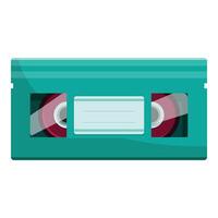 Green vhs video cassette tape lying horizontally vector