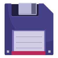 Purple floppy disk saving data icon cartoon style vector