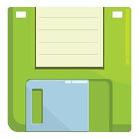 Green floppy disk representing saving data concept vector