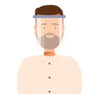 Bearded man wearing a protective face shield vector