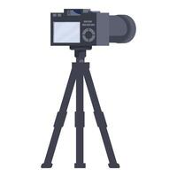 Modern digital camera recording on tripod vector