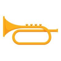 Shiny yellow brass trumpet blowing music instrument vector