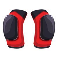 Pair of red knee pads protecting during extreme sports vector